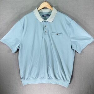 Wyndham Pointe Mens Light Blue Striped Polo Shirt XXL‎ Short Sleeve Collared